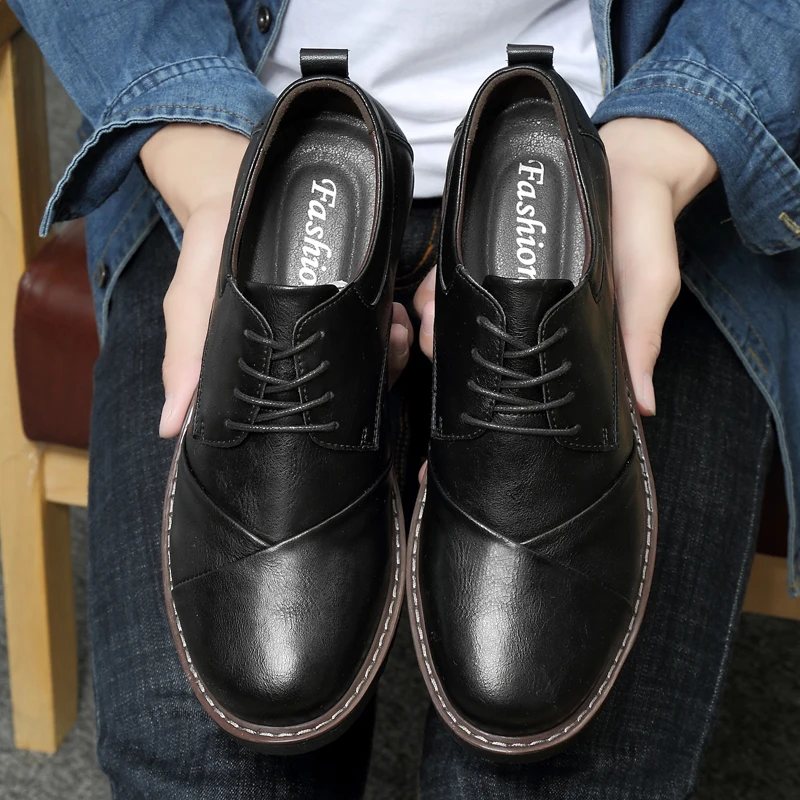 Нова мъжка Кожена обувки Ежедневни Oxfords по-високо качество на Мъжки модел обувки от естествена кожа на Бизнес Официалната обувки Голям размер Сватбени 49 Изображение 0