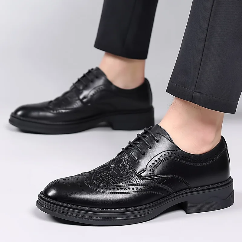 2023 Пролет-есен нова мъжки бизнес обувки, ежедневни мъжки обувки, модни универсална кожена обувки wl-x099 Изображение 0