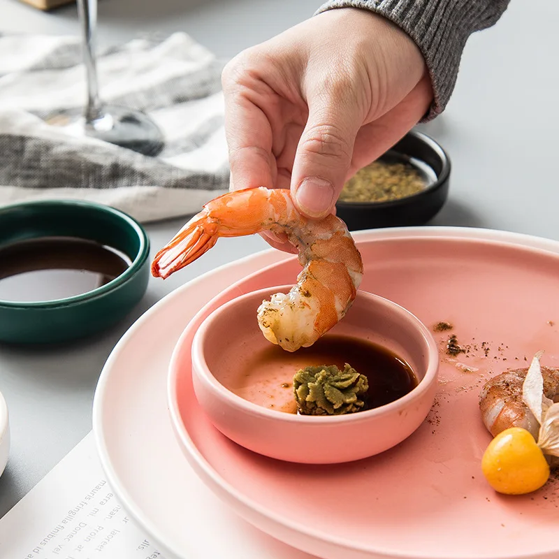Ястие за японски подправки, чиния за оцет, чинийка за соев сос, керамичен диск за соса, търговско творческа малко ястие за мини-макания Изображение 0