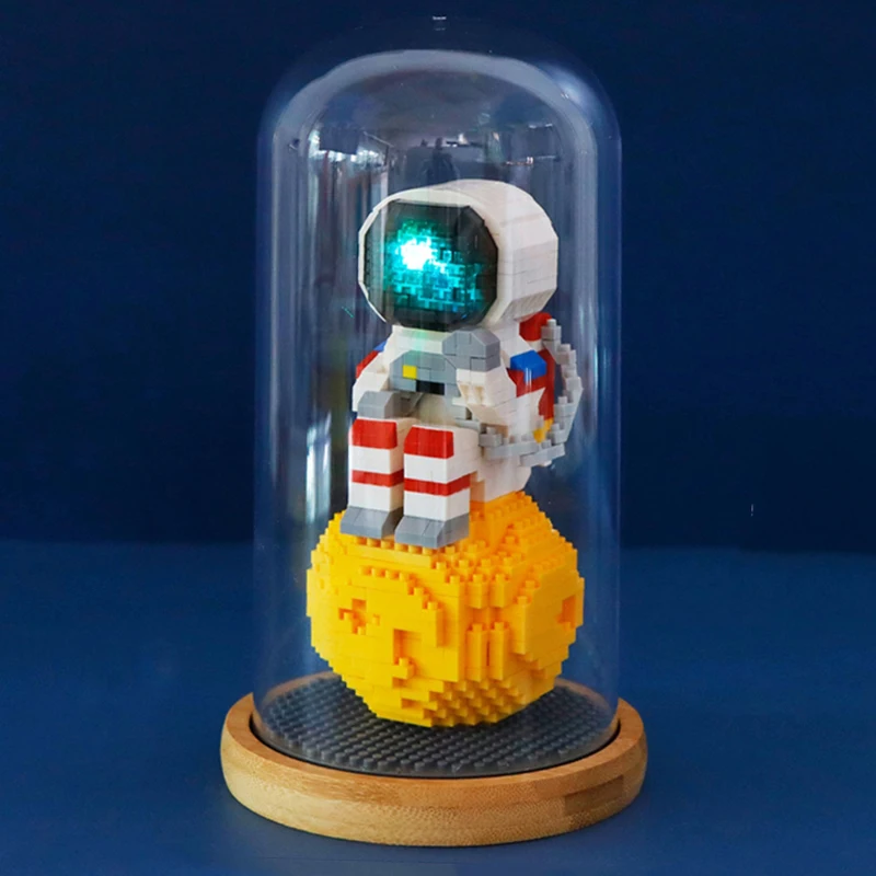Уигл 2684 Космически Астронавт Космонавт на Луната Мислител Кукла Витрина Светещи 3D Мини Диамантени Блокове Тухли Строителна Играчка Подарък В Кутия Изображение 1