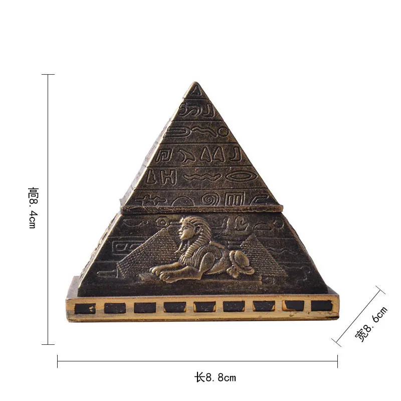 Трансгранични украса на Египетските пирамиди за Домашно творчески ретро кутия за съхранение на бижута, бижута, подаръци, старинни занаяти, изработени от смола Изображение 1