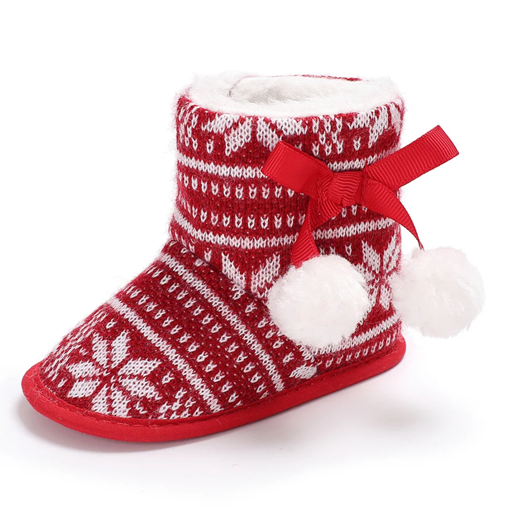 1 чифт детски Снежни обувки, Памучни Фланелен снегоходки, Топли зимни обувки за деца, Обувки за деца (червен 12 см) Изображение 1