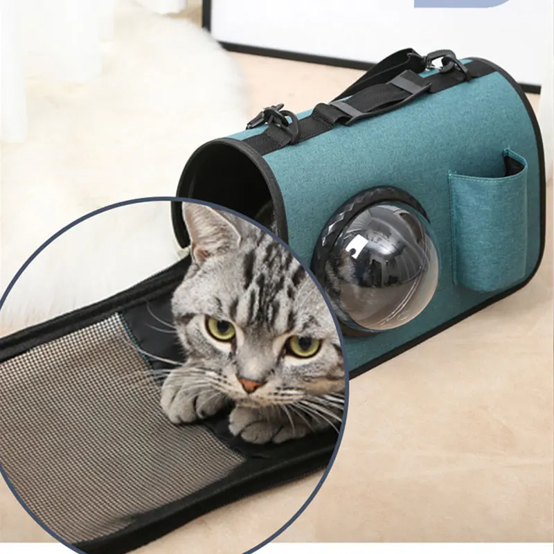 Чанта за котки, преносим дишаща чанта през рамо, голям капацитет, сгъваема космическа капсула, чанта за домашни любимци Изображение 1