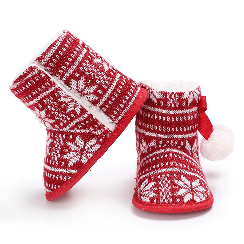 1 чифт детски Снежни обувки, Памучни Фланелен снегоходки, Топли зимни обувки за деца, Обувки за деца (червен 12 см) Изображение 2