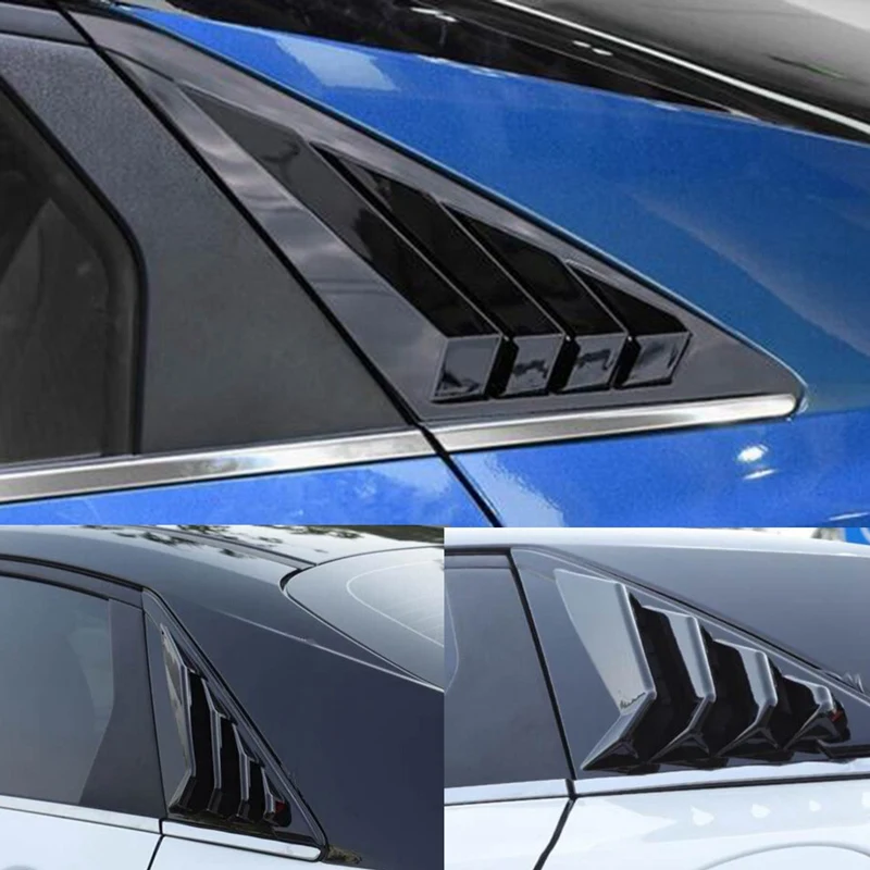 Ярко-Черни Аксесоари За Облицовки, Щори На една Четвърт от Страничните Вентилационни отвори Задното Стъкло Hyundai Elantra 2021-2023 Изображение 2