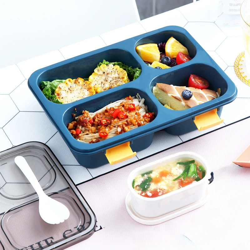 Обяд-бокс Bento Meal Lunchbox Термоконтейнер за съхранение на Преносими съдове за готвене с Кухненски отделение с Трапезария и кухненска посуда Однослойная студентски Изображение 2