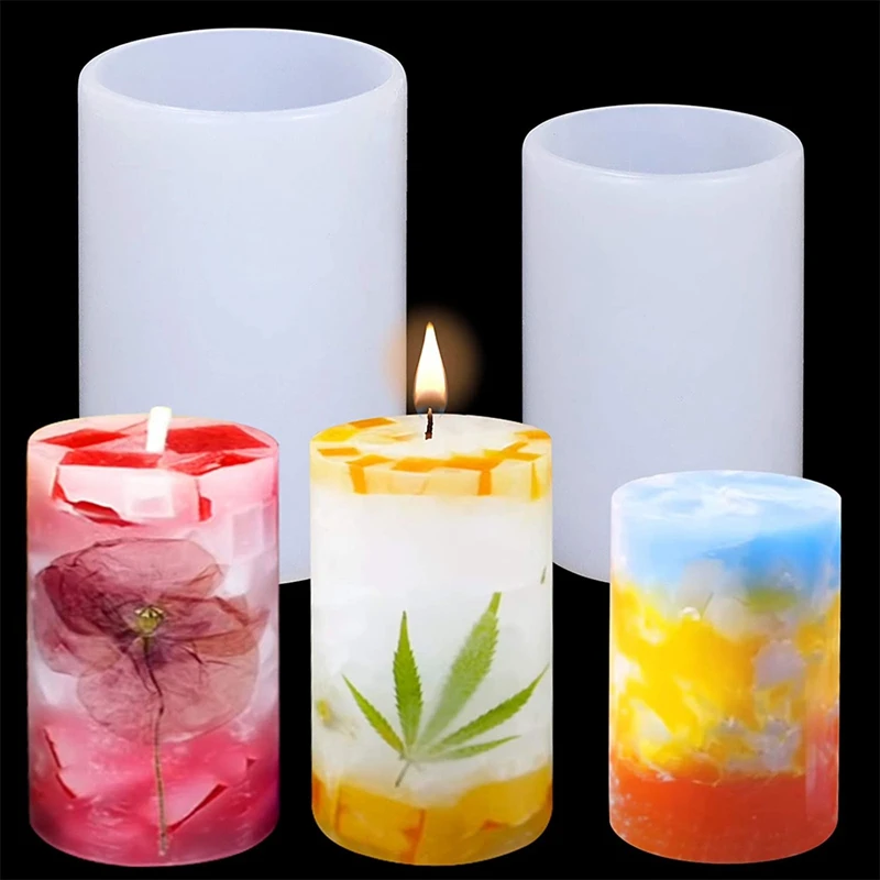 Цилиндрични форми за производство на свещи, свещи за стълб, Силиконови форми за леене смола, Епоксидни форма (2 бр.) Изображение 2