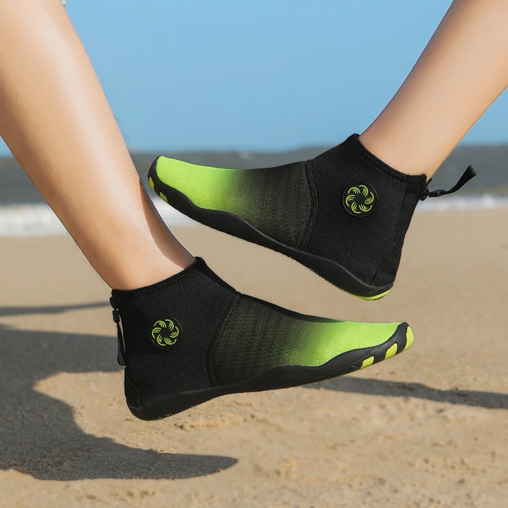 Плажната Водна Унисекс обувки, Нескользящая гумена Водна обувки на бос, Дишащи бързо съхнещи ластични шнурове, е удобна за разходки по плажа Изображение 2