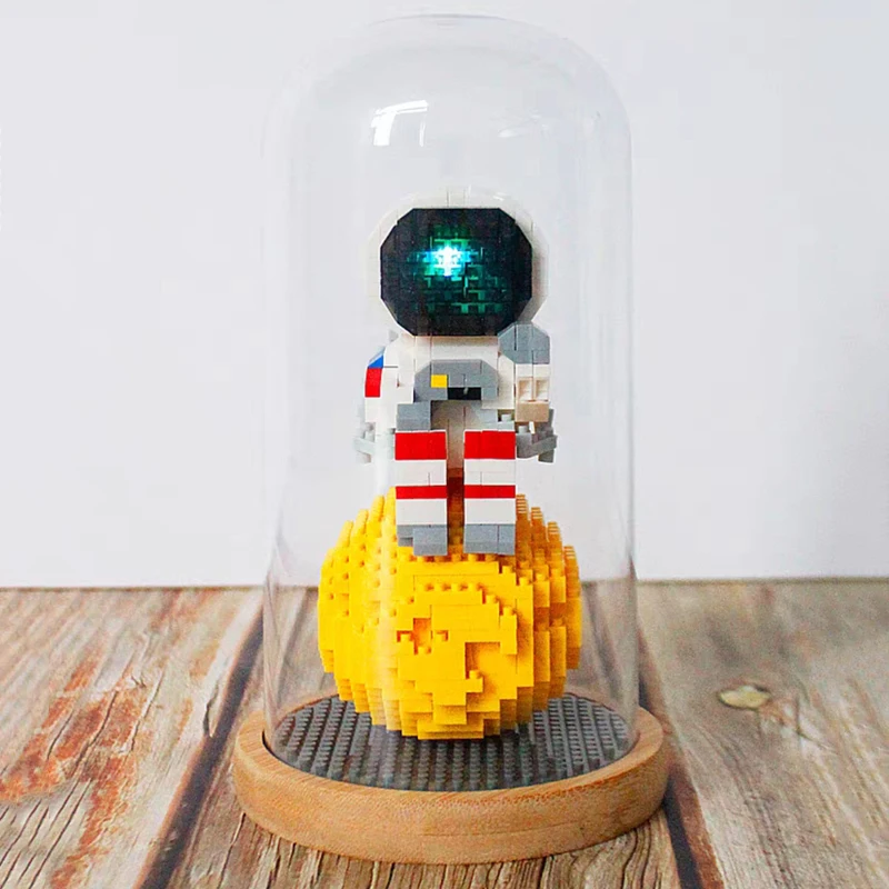 Уигл 2684 Космически Астронавт Космонавт на Луната Мислител Кукла Витрина Светещи 3D Мини Диамантени Блокове Тухли Строителна Играчка Подарък В Кутия Изображение 3