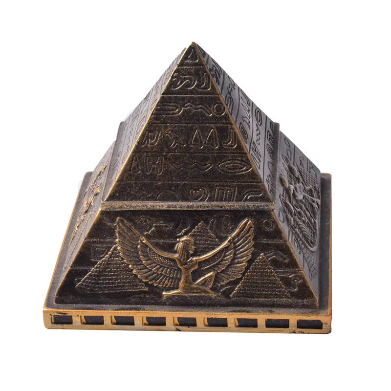 Трансгранични украса на Египетските пирамиди за Домашно творчески ретро кутия за съхранение на бижута, бижута, подаръци, старинни занаяти, изработени от смола Изображение 3