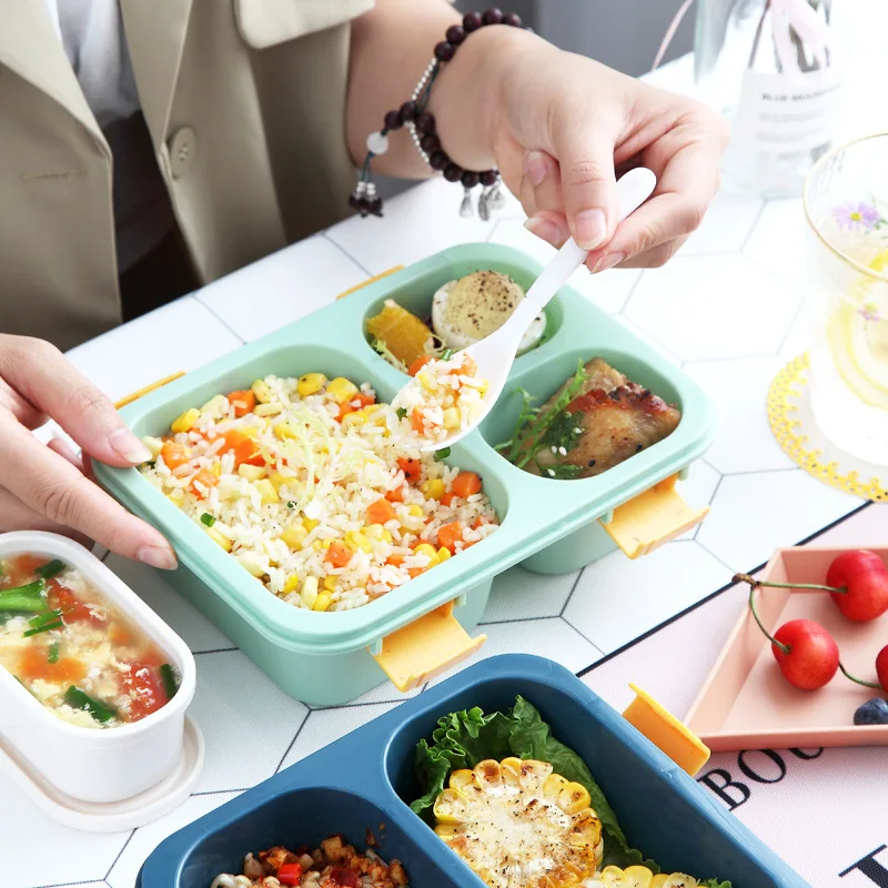 Обяд-бокс Bento Meal Lunchbox Термоконтейнер за съхранение на Преносими съдове за готвене с Кухненски отделение с Трапезария и кухненска посуда Однослойная студентски Изображение 3