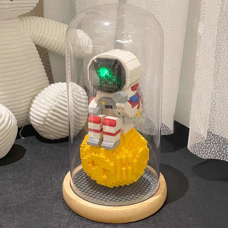 Уигл 2684 Космически Астронавт Космонавт на Луната Мислител Кукла Витрина Светещи 3D Мини Диамантени Блокове Тухли Строителна Играчка Подарък В Кутия Изображение 4