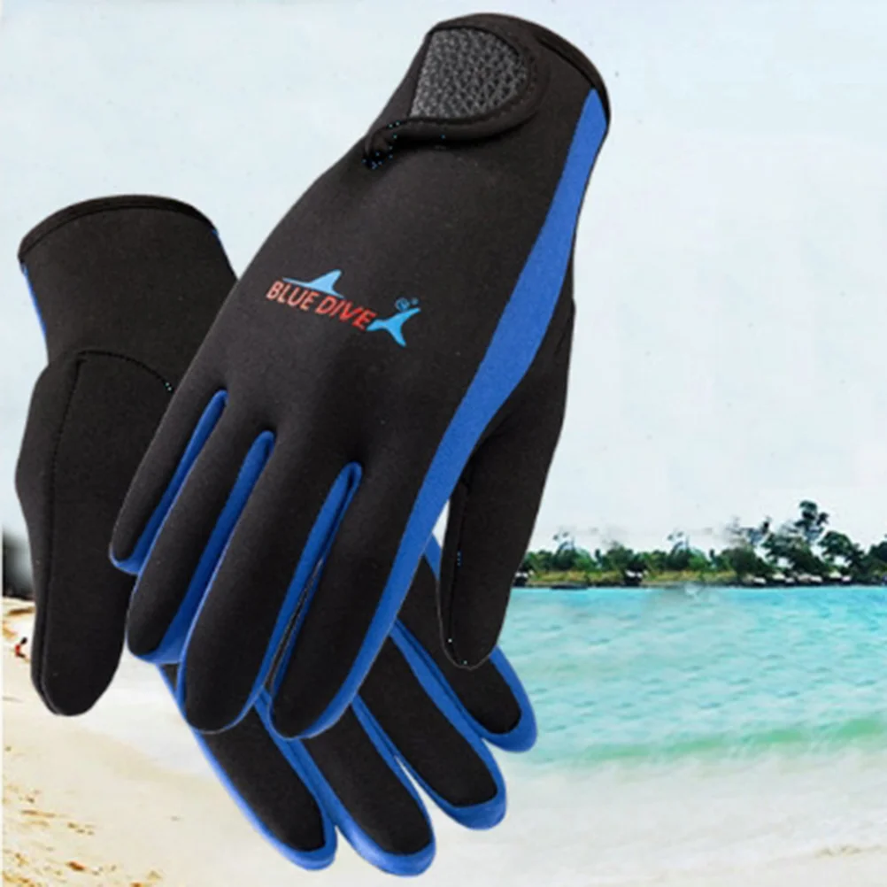 Ръкавици за гмуркане за мъже и жени, носете без ръкавици, превенция драскотини при подводния на плуване (синята лента L) Изображение 4