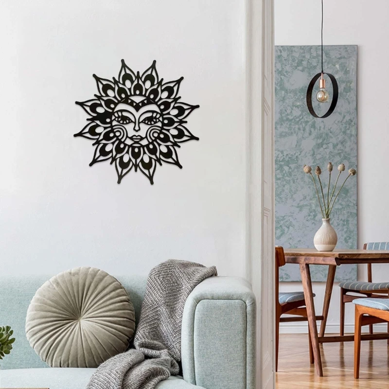 Метален орнамент във формата на слънце, артистични бижута, стенни скулптура за дома Изображение 4