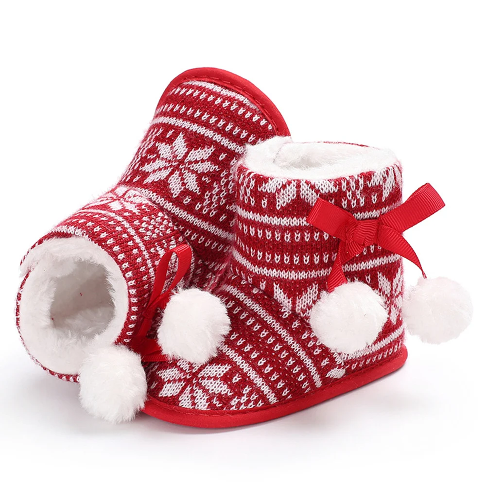 1 чифт детски Снежни обувки, Памучни Фланелен снегоходки, Топли зимни обувки за деца, Обувки за деца (червен 12 см) Изображение 4