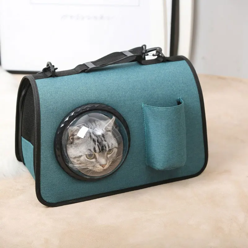 Чанта за котки, преносим дишаща чанта през рамо, голям капацитет, сгъваема космическа капсула, чанта за домашни любимци Изображение 4