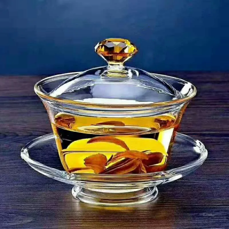 Гайвань супа от супник от Тибетския Стъкло С Прозрачен Капак на Купата Чай Sancai Tea Cup Чаена Покриване на Единичен Термостойкая Чаена Чаша с капак Изображение 4