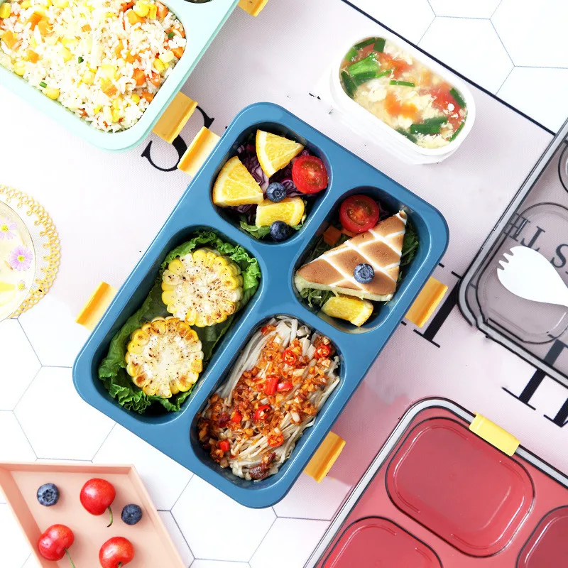 Обяд-бокс Bento Meal Lunchbox Термоконтейнер за съхранение на Преносими съдове за готвене с Кухненски отделение с Трапезария и кухненска посуда Однослойная студентски Изображение 4